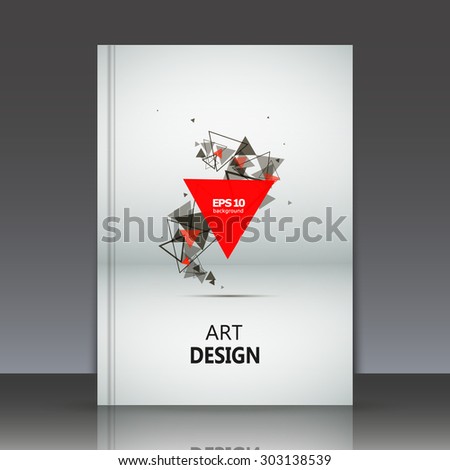 Abstract composition, geometric shapes, red and black triangles print, brochure, background pattern, white and grey paper sheet, EPS 10 vector illustration