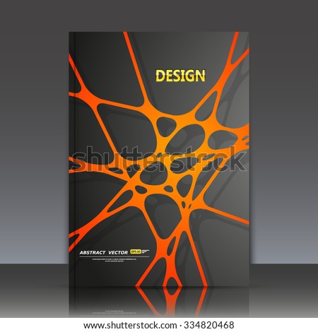 Abstract composition, orange line and dot cross interlacement, rays plexus, a4 business brochure title sheet, tangled backdrop surface, creative web icon, figure intersection points form, EPS10 vector