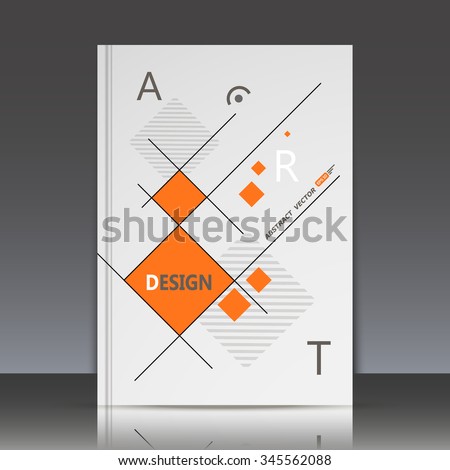 Abstract composition,rhombus texture, orange square blocks connecting, quadrate box construction, a4 brochure title sheet, gray backdrop, business card surface, modern light fiber, EPS10 illustration