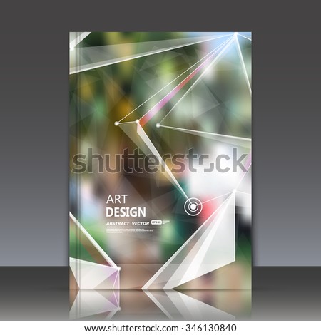 Abstract composition, green leaves theme, natural foliage surface, polygonal triangle construction, line connecting, firm sign backdrop, brochure title sheet, company business card, EPS10 illustration