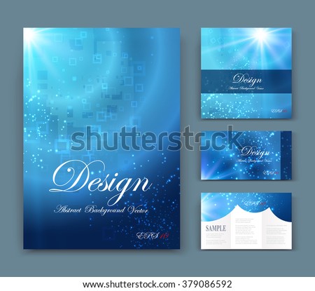 Abstract composition, business card set, geometric shape font texture, blue a4 brochure title sheet, creative marine figure icon, circle logo sign, sale flyer fiber, EPS10 banner form