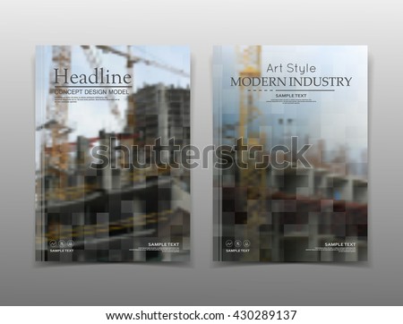 Abstract composition. Colored editable image texture. Cover set construction. Urban city view banner form. A4 brochure title sheet. Creative flat block figure icon. Building surface. Flyer text font.