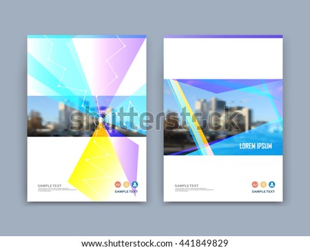 Abstract composition. Colored editable ad image texture. Cover set construction. Urban city view banner form. White a4 brochure title sheet. Creative figure icon. Name logo surface. Flyer text font.