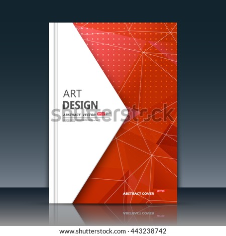 Abstract composition. Red font texture. Perforated dots construction. White lines plexus. A4 brochure title sheet. Creative figure icon. Commercial logo surface. Pointed banner form. Ad flier fiber