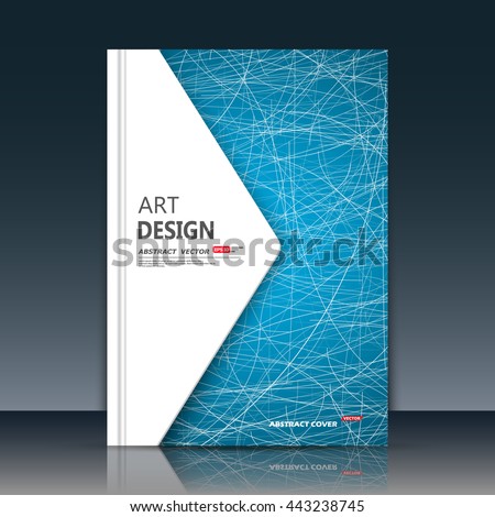 Abstract composition. Blue curve lines font texture. White triangle section trademark construction. A4 brochure title sheet. Creative figure logo icon. Commercial offer banner form. Ad flyer fiber