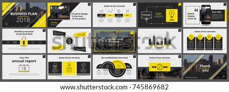 Abstract white, yellow, slides. Brochure cover design. Fancy info banner frame. Creative set of infographic elements. Urban. Title sheet model set. Modern vector.  Presentation templates, corporate.