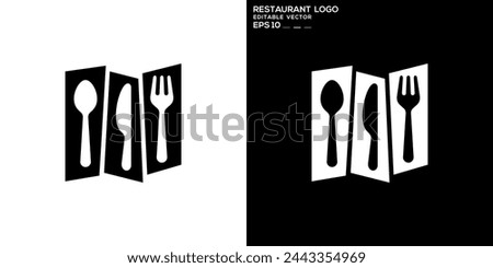 Vector design template of cutlery logo, equipment, spoon, fork, knife, plate, icon symbol EPS 10