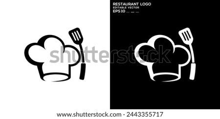 Vector design template of chef logo, hat, spatula, cooking, cooking utensils, icon symbol EPS 10