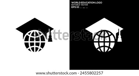 Vector graphic template of education logo combination with earth, globe, international, university, graduation, icon symbol EPS 10