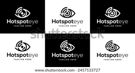 Vector design template of eye logo combined with wireless.
Technology, hotspots, vision. Icon symbols EPS 10