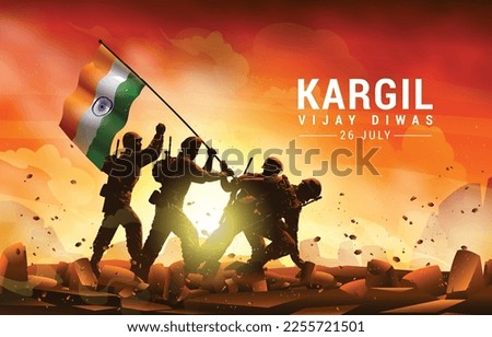 kargil vijay diwas. People remembering and celebrating victory day of indian army. 26 july kargil vector illustration of Kargil vijay diwas. Kargil Vijay Diwas monument statue concept vector.