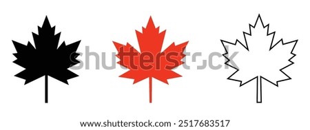 Maple leaf silhouette logo. Red maple leaf vector icon. Canada symbol illustration