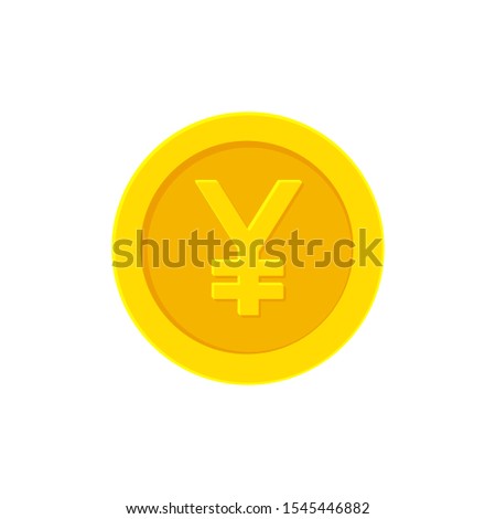 Yen or Yuan golden coin. Flat icon isolated on white background. Vector illustration 