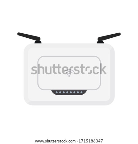 White wireless wi-fi router with black antennae. Simple flat vector illustration. Isolated on white background 