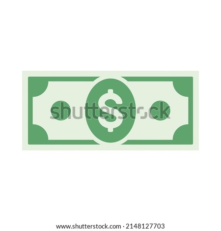 Cartoon green gray paper dollar currency banknote bill. Flat vector illustration isolated on white background. Business, banking, gambling concept. Suitable for infographics, web, app, game interface 