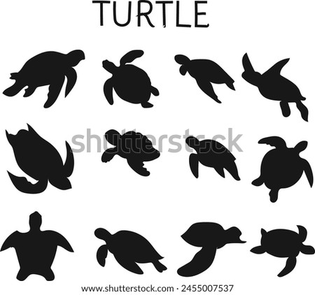 set of set turtle silhouette vector