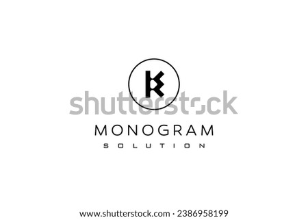 Template monogram logo design solution with inscripted in letters:  k, r, i, p, w. Universal monogram solution.