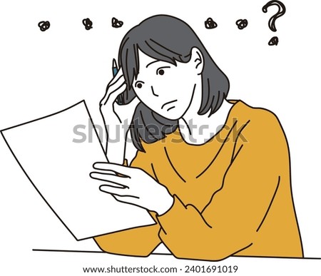 A woman who is worried about documents