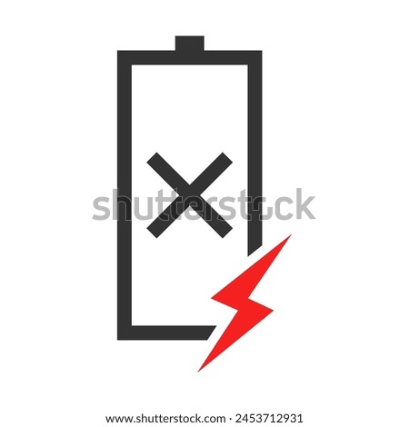 Low battery vector icon. A lowbat hp symbol, a lowbat hp vector image.