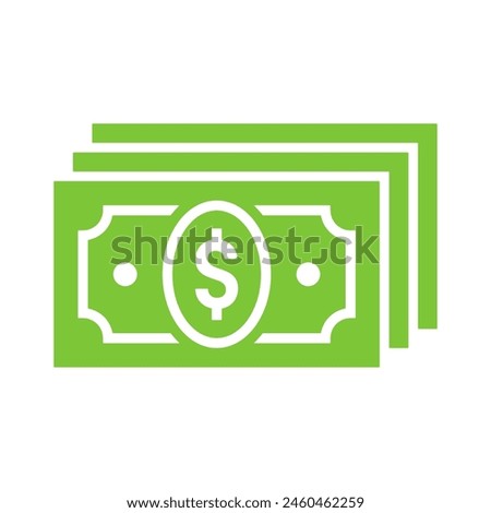 Vector Dollar sign, three dollar bills icon, dollar bill symbol.