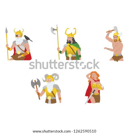 Ancient Norse Gods vector icons