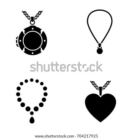 Lockets and necklaces vector icons