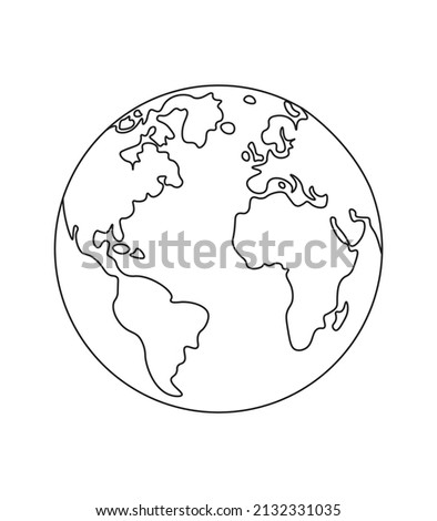 Earth icon, globe planet icon, editable outline earth icon with white background