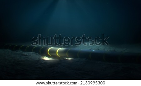 Submarine internet communication cable on the seabed in the ocean (3d illustration) Foto d'archivio © 