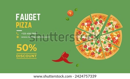 Delicious pizza 50% discount ad banner vector template for pizza business banner design. pizza offer ads banner design.