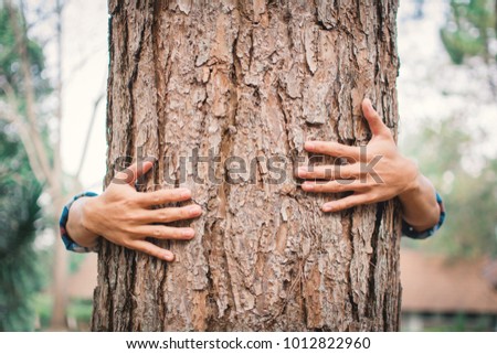 Similar – Image, Stock Photo Man embraces tree Tree hug