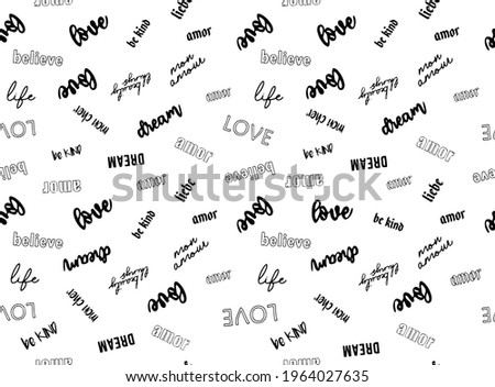Love, Believe,Amor(love) ,Live Seamless slogan print pattern, t shirt graphics, tee print design, wallpaper, bacground vector, slogan. Stok fotoğraf © 