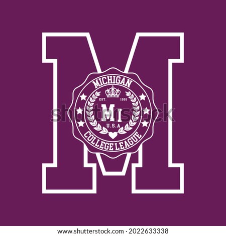 Varsity slogan print. College slogan typography print design. Vector t-shirt graphic or other uses.