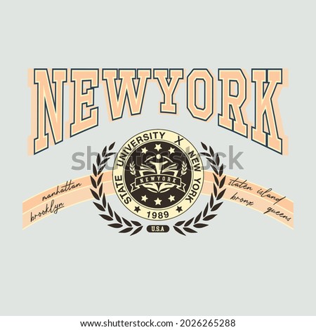 Vintage college New york slogan print with retro varsity font text for man, woman tee t shirt or sweatshirt