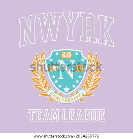 College New york team league varsity slogan typography for t-shirt. Varsity slogan print tee shirt, sport apparel print. Vintage graphics. Vector illustration.