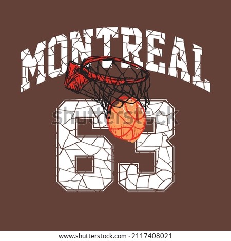 College Cracked Montreal 63 Baseball varsity slogan typography for t-shirt. Varsity slogan print tee shirt, sport apparel print. Vintage graphics. Vector illustration.