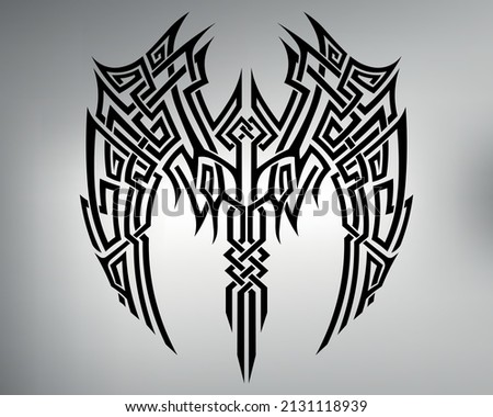 
sketch of tribal tattoo wings. vector drawing wings made with patterns and shapes. beautiful abstraction