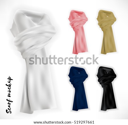 Download Knitted Scarf Set. Vector Mockup. - 519297661 : Shutterstock