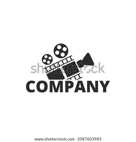 Video camera and film roll logo design. which is suitable for a brand identity or videography business, cinema, camera rental or video learning