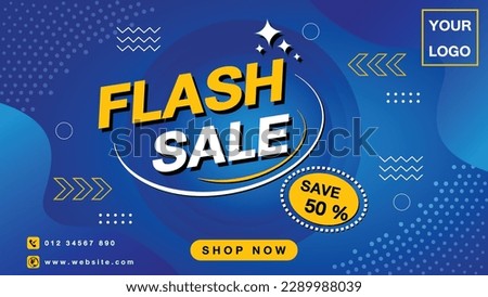 Flash Sale banner template design, up to 50% off, Vector illustration.