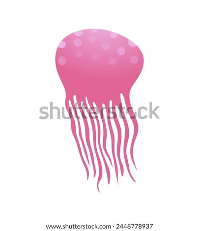 Vector illustration with sea animal concept, pink jellyfish.