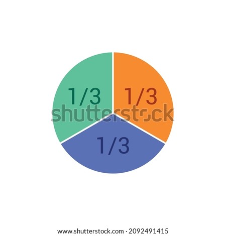 one third fraction circle vector