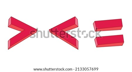 less than greater than and equal symbol in mathematics. inequality symbols