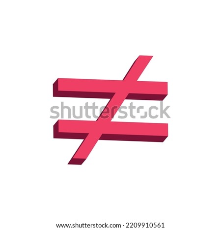 not equal symbol vector illustration isolated on white background. 3d art style.