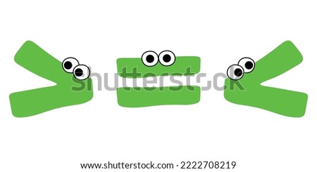 Crocodile inequality symbols. Less than greater than and equal symbol in mathematics. inequality symbols. Vector illustration isolated on white background.