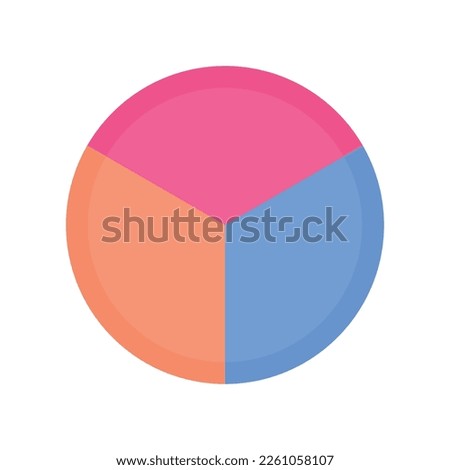 One-third fraction circle. Fraction parts. Scientific vector illustration isolated on white background.