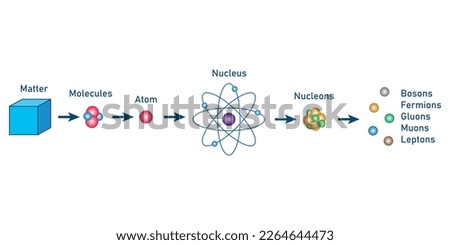 Hierarchical structure of quantum systems. Particle hierarchy. Vector illustration isolated on white background.