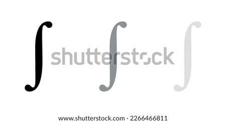 Set of black integral symbol in mathematics. Vector illustration isolated on white background.