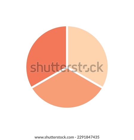 One-third fraction circle with fraction number. Fraction parts. Numerator, denominator and dividing line. Scientific vector illustration isolated on white background.