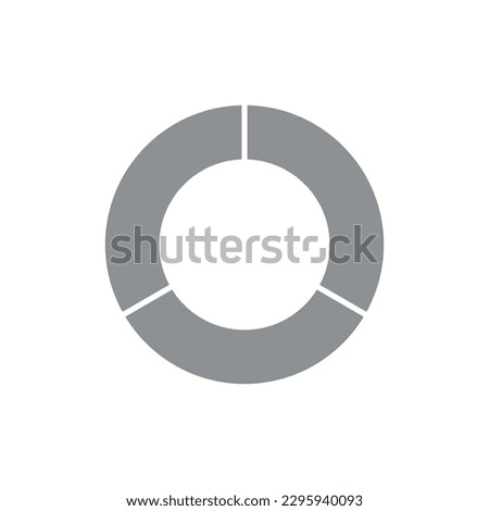 Circle divided into three equal segments. 3 parts. Section segmented circle. One third fraction circle vector illustration isolated on white background.