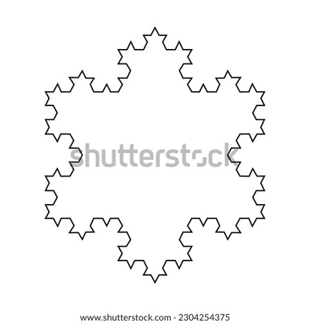 Koch snowflake construction. Vector illustration isolated on white background.